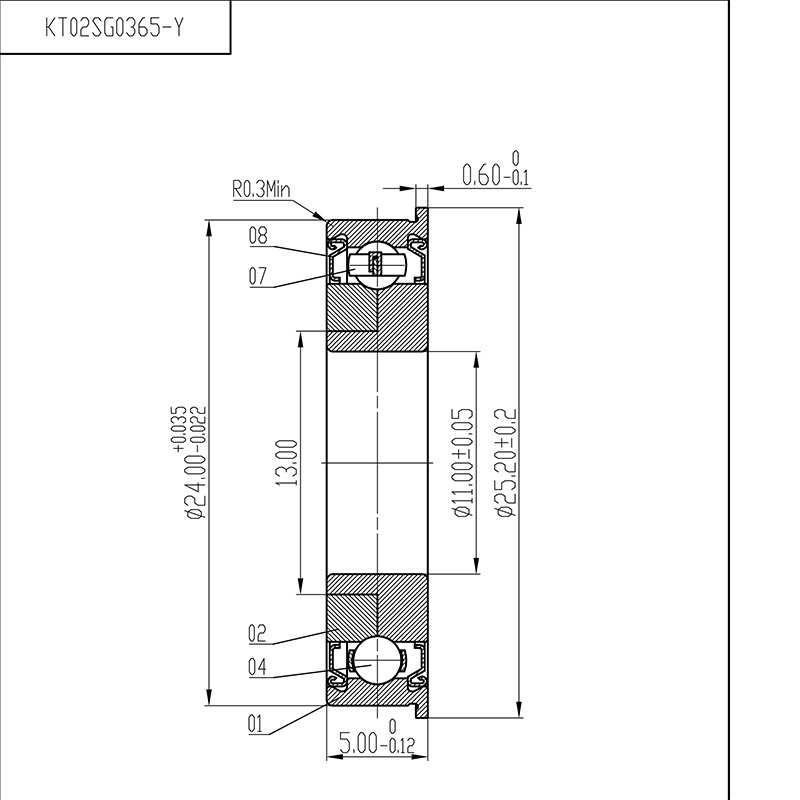 316L不锈钢法兰轴承平面图